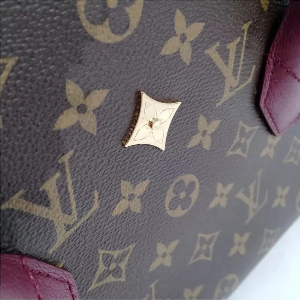 Auth Louis Vuitton Brown Maroon LV Florine Monogram 2way Satchel
